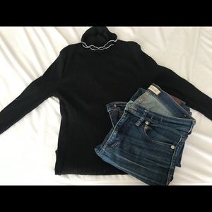 J. crew ribbed black turtleneck sweater